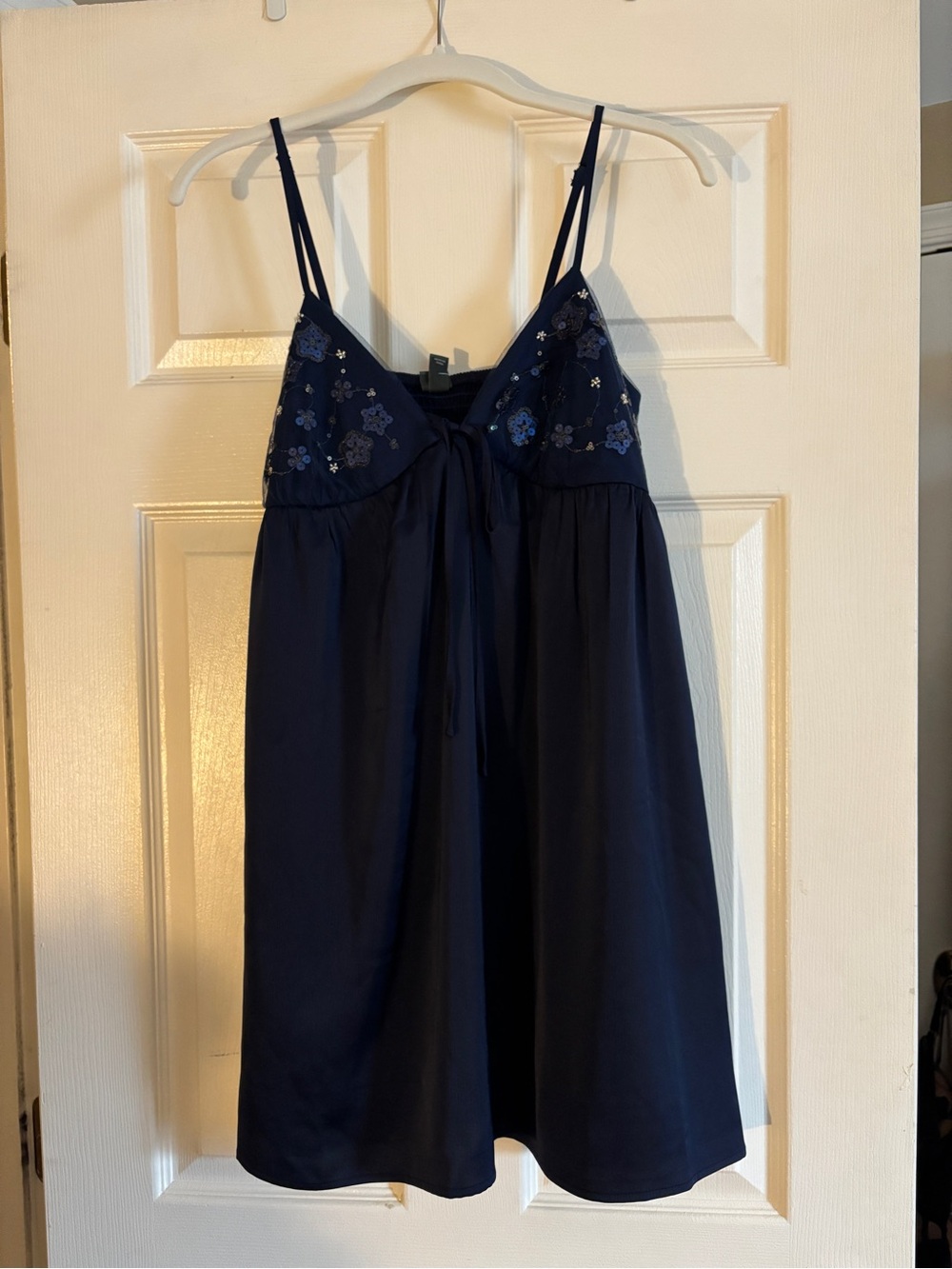 Navy Embroidered Floral Dress